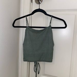 Emory Park green and white gingham crop top with open back size S (fits XS)